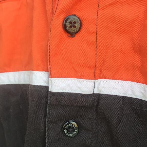 Harley Davidson Racing Black and Orange Short Sleeve Button Down Shirt - Picture 4 of 10